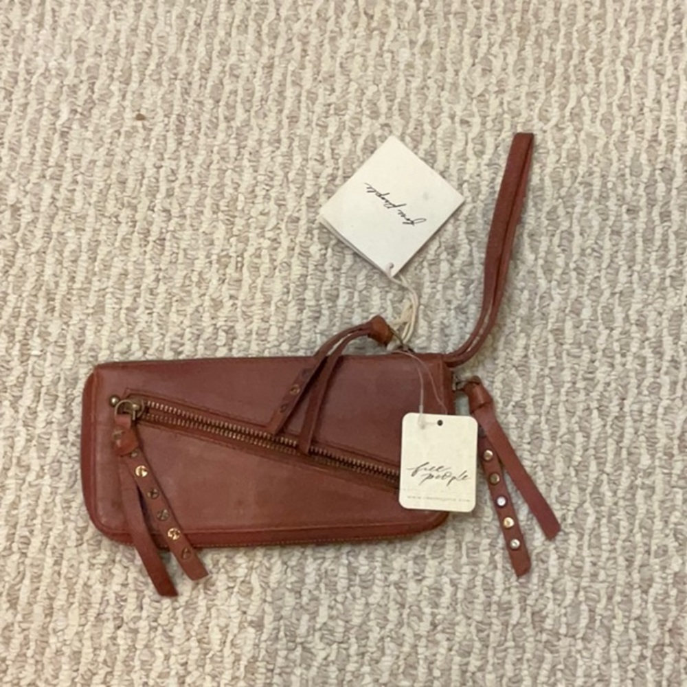 Free People Tan Leather Wristlet